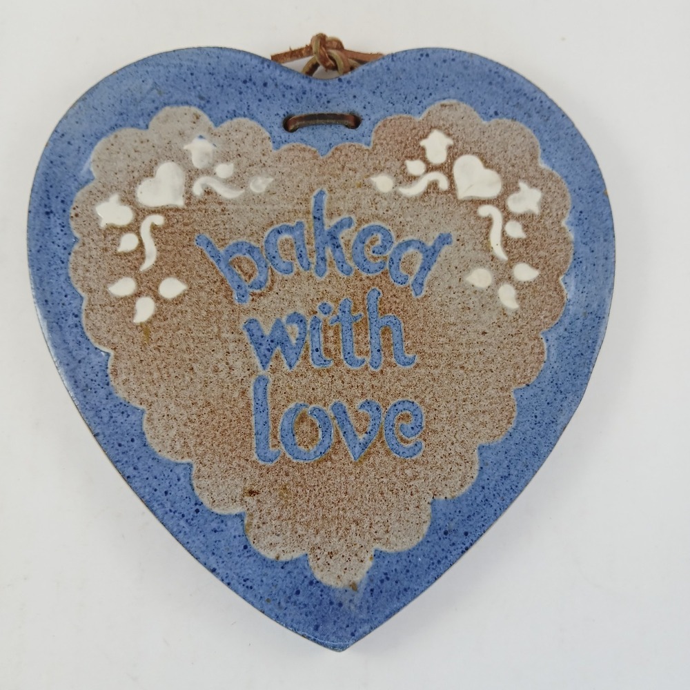 Vintage City Clay Pottery CCP Heart Baked with Love‎ Trivet Wall Hanging